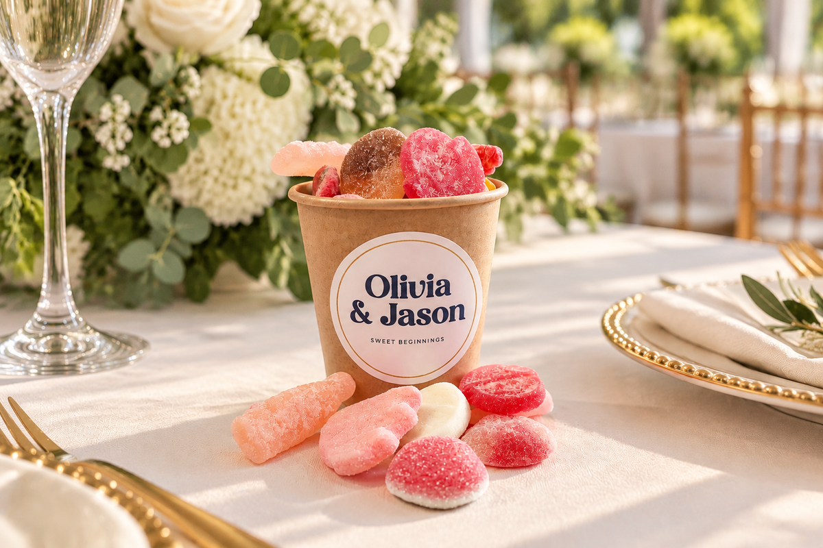 Custom branded Swedish candy gift packaging